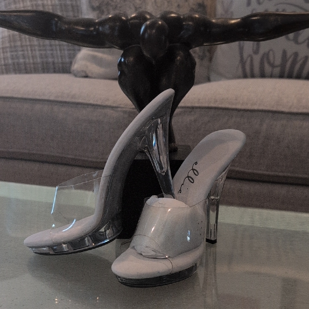 Clear and White Heels New Size 9